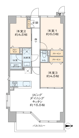 朝日クレスパリオ中野新井薬師 間取り図