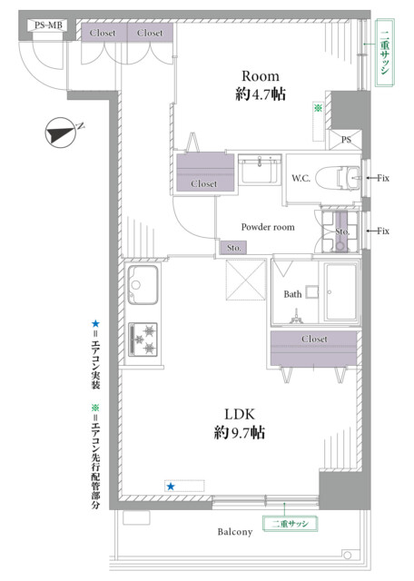 ライオンズマンション飯田橋　間取り図