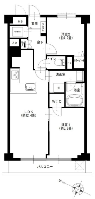 ライオンズマンション初台　間取り図