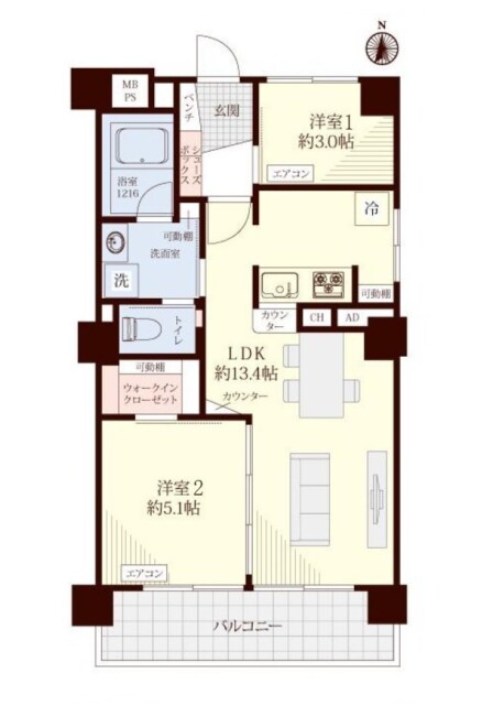 日商岩井方南町マンション　間取り図