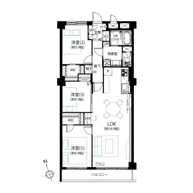 ライオンズマンション上野毛　間取り図