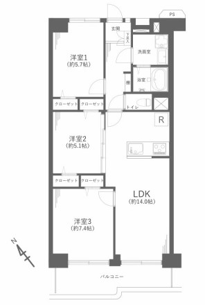 日商岩井亀戸マンション　間取り図