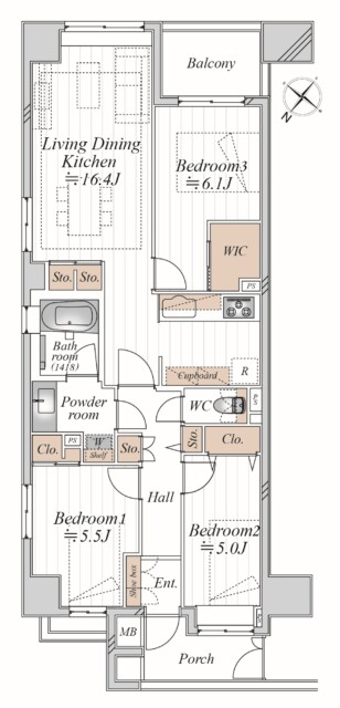 ファミール日本橋ブルー・クレール　間取り図