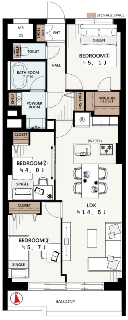 日商岩井田園調布マンション　間取り図