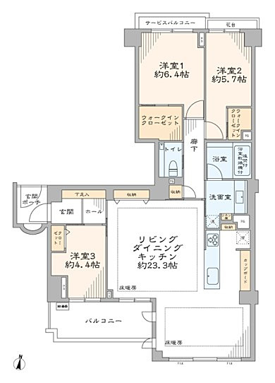 東急ドエル・プレステージ池田山クレアモント　間取り図